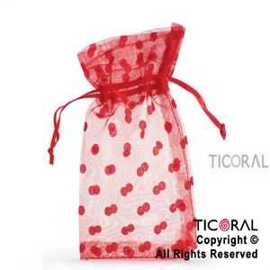 BOLSA ORGANZA ROJO 10X15 LUNARES HS3976-6 x 1